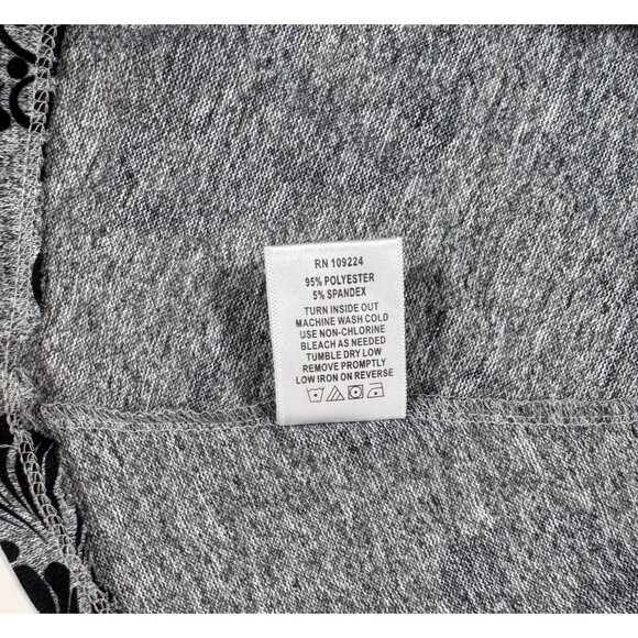 NWT Indigo Soul Floral Scroll Print Cowl Neck Grey Tunic Womens L Stretch Hi-Lo - Picture 8 of 16